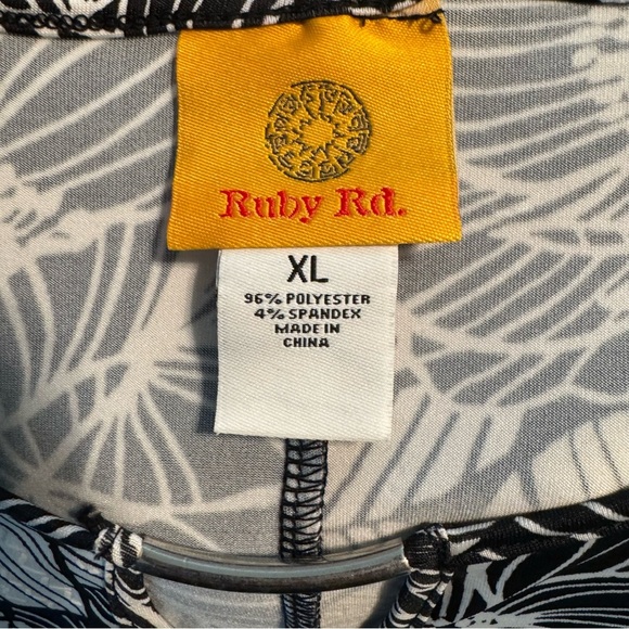 Ruby Rd. Monochrome Leaf Pattern Dress - Picture 5 of 7